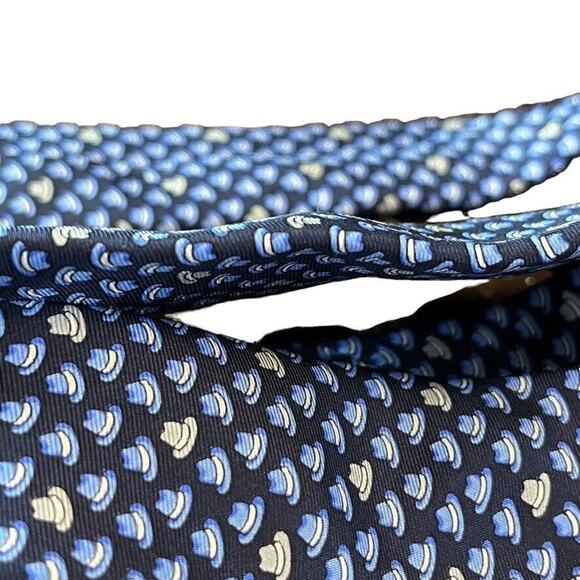 Jos A Bank Joseph 1905 Blue Fedora Hat Print Mens 100% Silk Necktie Neck Tie - Picture 6 of 15